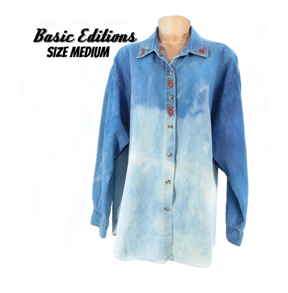 vintage Denim shirt -Upcycled Acid dyed denim shi… - image 6