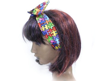 Rockabilly headband -Dolly bow headband, women headband, teens headband, women banana wired hair bow - women hair accessory # 16