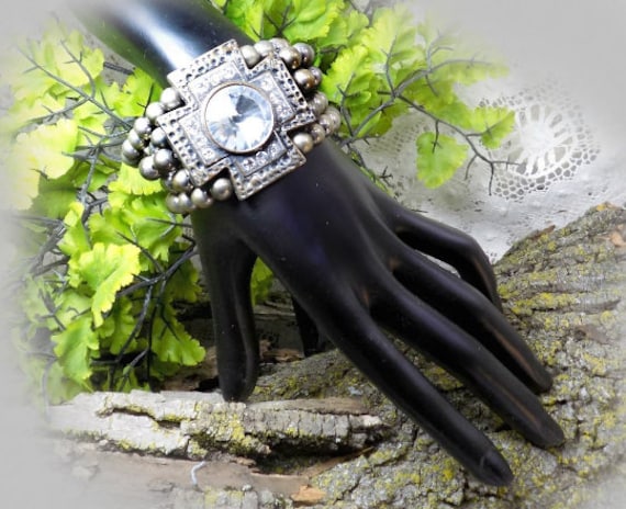 Vintage beaded stretch bracelet,- stack beaded br… - image 1