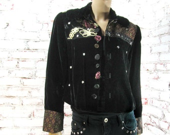 Fashion jacket, women's  blazer, cropped jacket ,  Black jacket,  feminine clothing,  one of a kind jacket,  Size M ,# 25