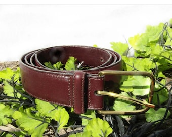 小物 vintage lether narrow belt burgundy Vintage Leather Belt - Unisize Brown Leather Belt - Nice Casual
