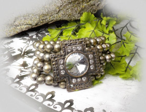 Vintage beaded stretch bracelet,- stack beaded br… - image 2