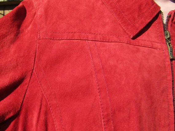 Vintage red suede jacket Women , Vintage fitted s… - image 4