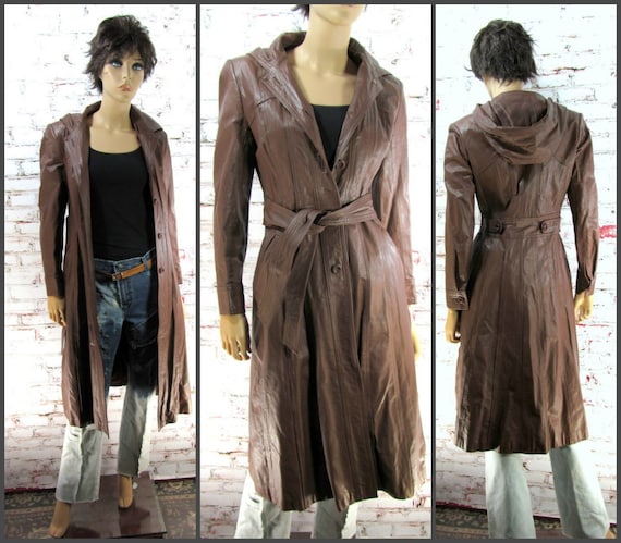 Leather Coat, brown Leather Coat, Vintage Leather