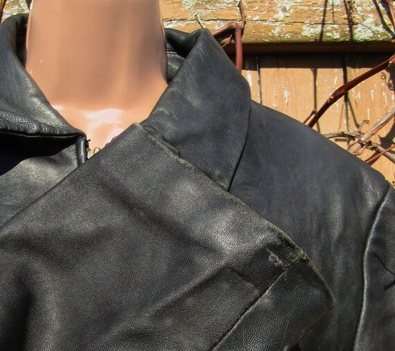 Vintage Leather jacket Women, Short black Leather… - image 4