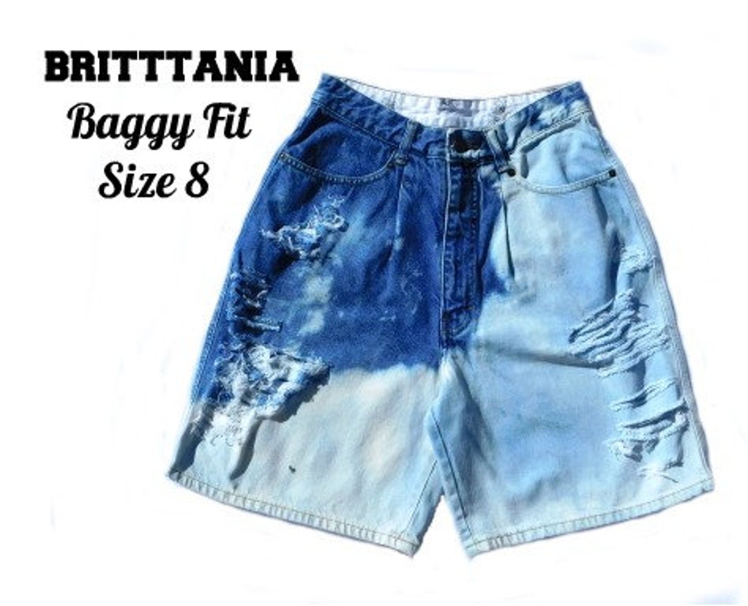 Vintage Light Blue Denim Shorts -size 8 Baggy Fit -retro Denim