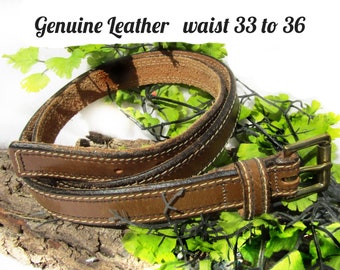Vintage brown Leather belt -decorative belt - thin belt - skinny belt - genuine Leather  belt -- stylish belt - waist 33 to 36 inches  # 22