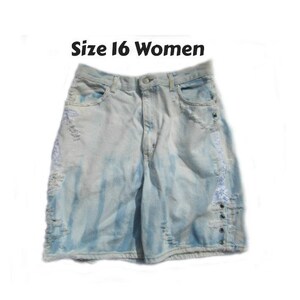 high waisted shorts ,size 16 shorts women, upcycled grunge denim shorts, Acid Washed shorts, upcycled shorts,   # 22