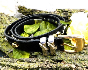 Silver Concho belt - western belt- black leather belt -silver buckle belt -wide belt -casual belt -leather belt -waist 37 to 41 inches