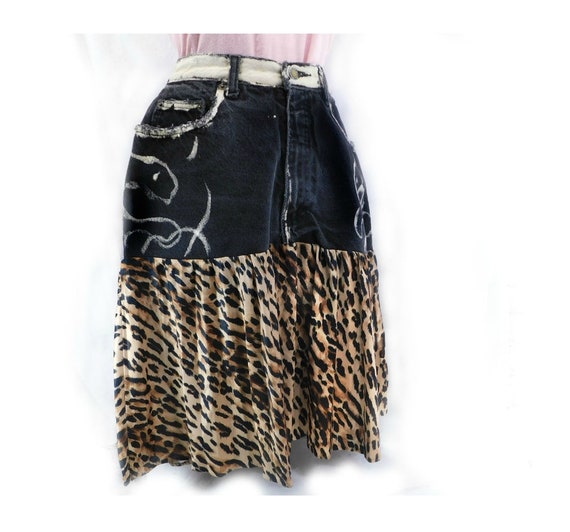 womens black jean skirt