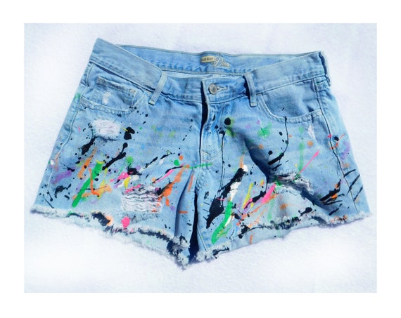 High waisted light blue denim shorts discount