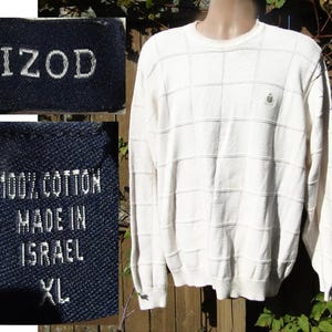 Maglione girocollo bianco da uomo - maglione pullover da uomo, maglione boyfriend, maglione geometrico - Maglione in cotone da uomo - Maglione X Large, # 31 Johnny