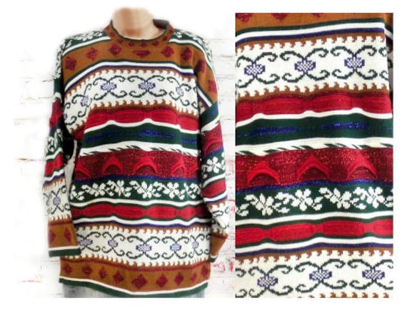 Vintage winter sweater women -Vintage long sleeve… - image 1