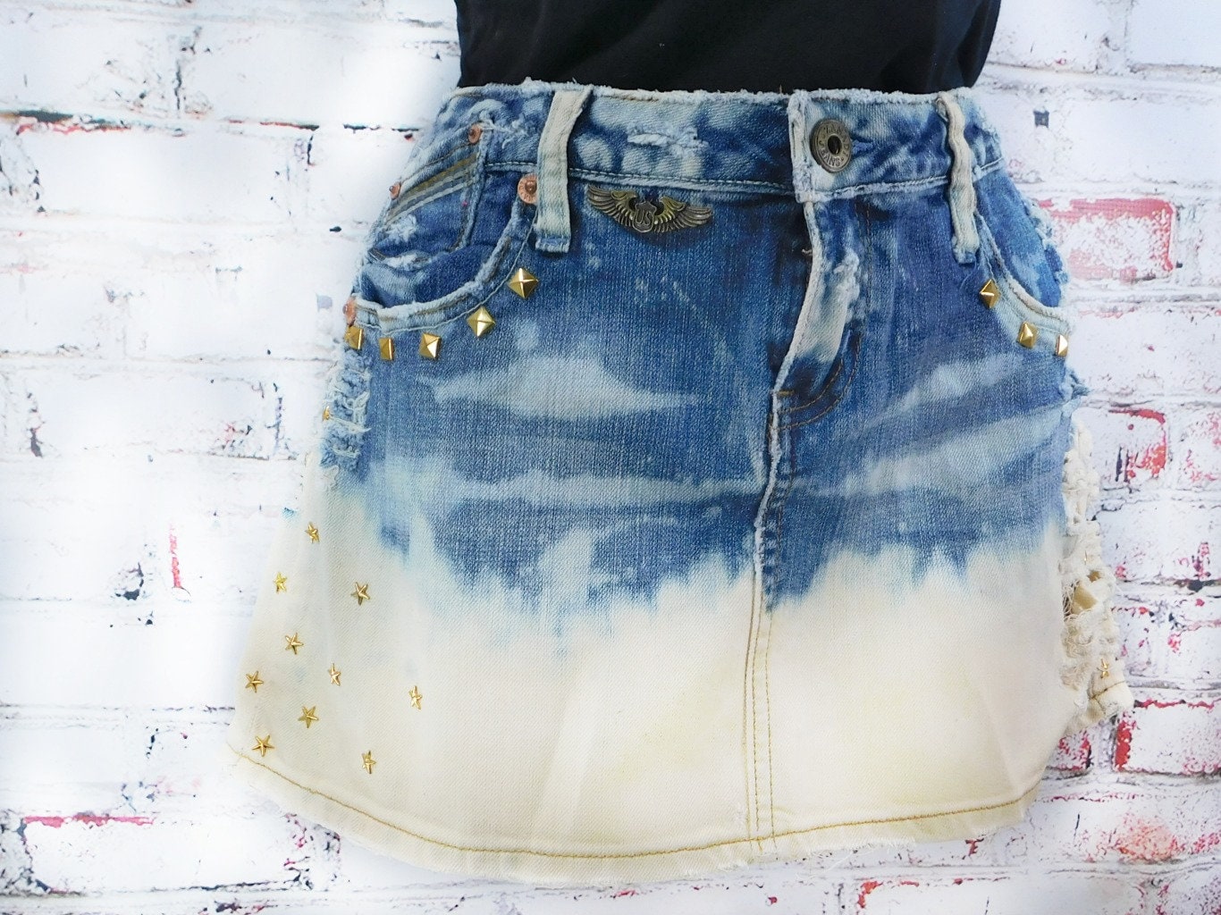 Denim Mini Skirt upcycled Denim Skirt Acid Wash Denim Skirt - Etsy