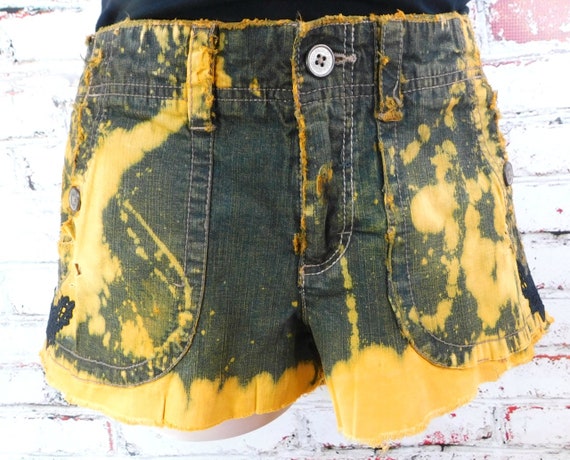 destroyed black denim shorts