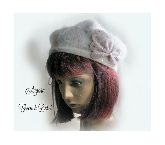 Gray French Beret -classic Angora Wool Beret - French Style  display picture 1
