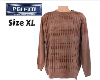 Suéter Peletti Vintage - Suéter de cuello redondo de algodón, suéter tipo pulóver, suéter preppy para hombres - suéter de punto para hombres - retro - X grande - # 28 Johnny