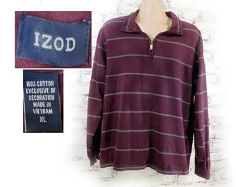 men's knit shirt, collared knit shirt, men's long sleeve shirt, men's IZOD shirt, men's striped shirt - size X large,   # 18