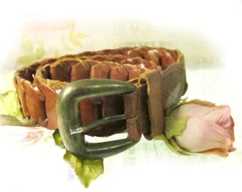 Black Woven Belt Leather Cotton Braided Detail- Boho Waist  display picture 3