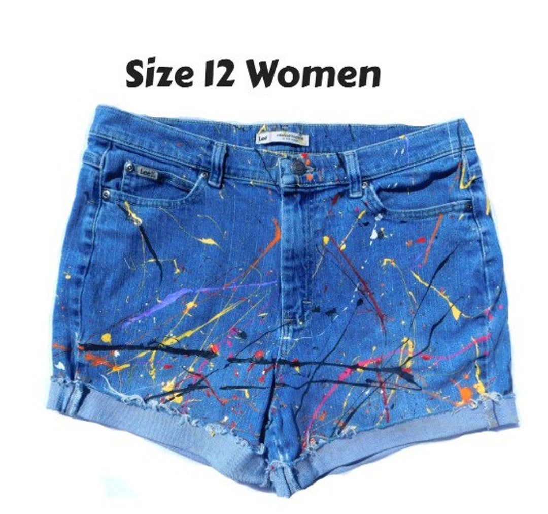 Hand Painted Denim Shorts size 12 Shorts mom Jean Shorts Hand Painted ...