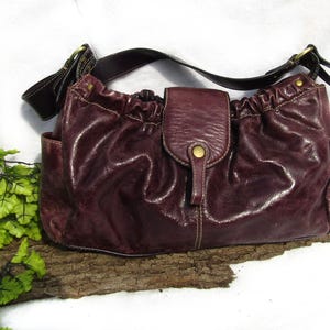 Vintage weinrot Handtasche - Umhängetasche - Leder Boho Bag - Boho Hobo Bag - #3
