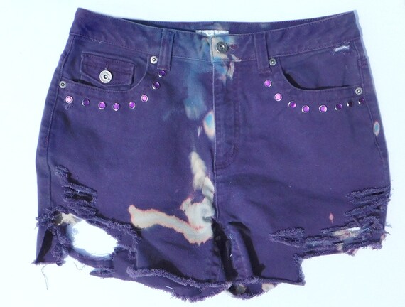 purple denim shorts womens