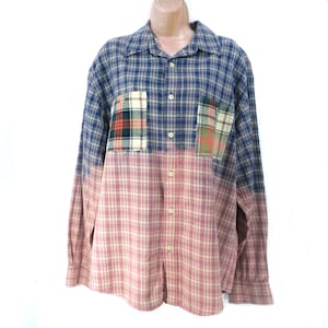 altered flannel shirt women -frayed bleached flannel -Boho hippie flannel shirt- button down flannel shirt -altered flannel shirt -
