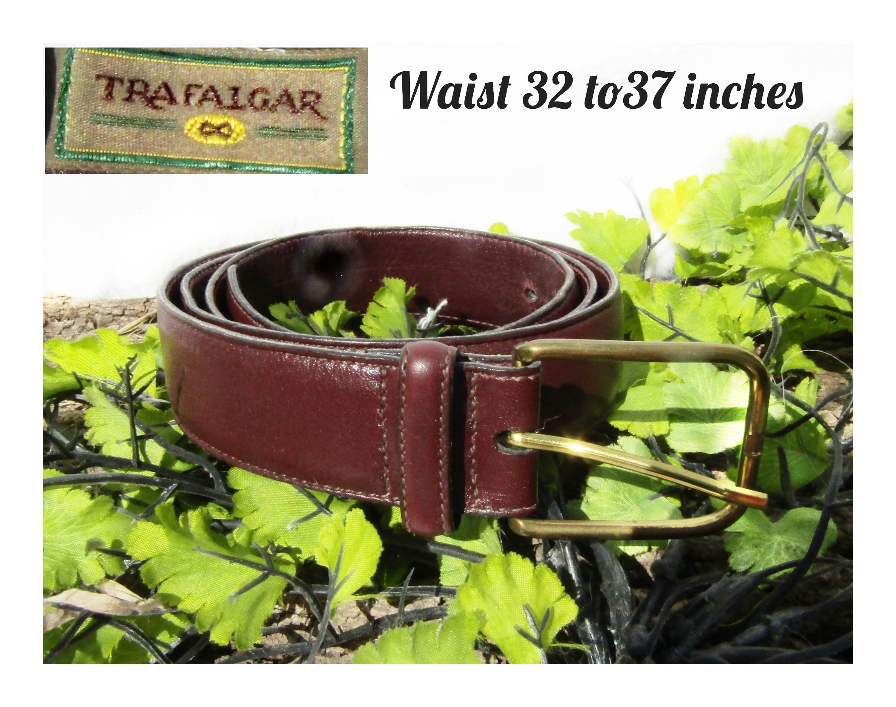 Ceinture Vintage Trafalgar Années 80 – Cuir Et Soie Rouge à Carreaux, Taille 38 Homme