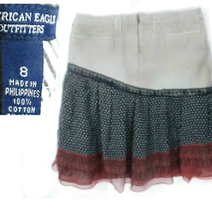 upcycled denim skirt, Acid wash denim skirt - high waisted denim skirt -blue jean skirt -  Size 9 skirt,    # 26