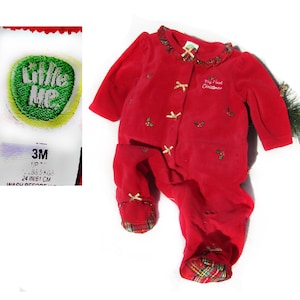 My 1st Christmas Sleeper -3 Monate -Vintage Christmas Sleeper -Holiday Christmas Pyjamas Footed Strampler -Weihnachtsfoto-Outfit # 15