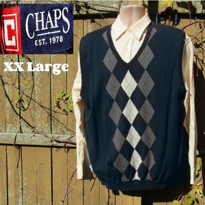 Men&#39;s sweater vest, Navy Blue sweater vest, sweater vest - Grandpa sweater vest - preppy sweater vest -Wool Blend    size  XX-Large ,   # 12