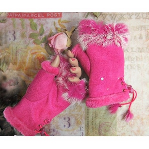 Gloves and mittens - winter gloves -finger less gloves - accessories for women -hand warmers - leather finger-less gloves