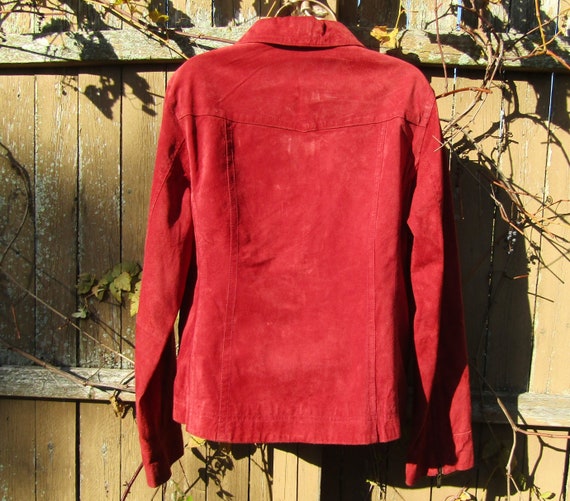 Vintage red suede jacket Women , Vintage fitted s… - image 2