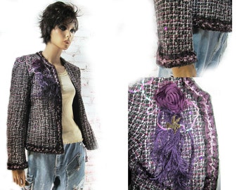 Mori Girl jacket , purple jacket , Fashion jacket, women's  blazer, feminine clothing,  one of a kind jacket,  Size P/L ,#  11