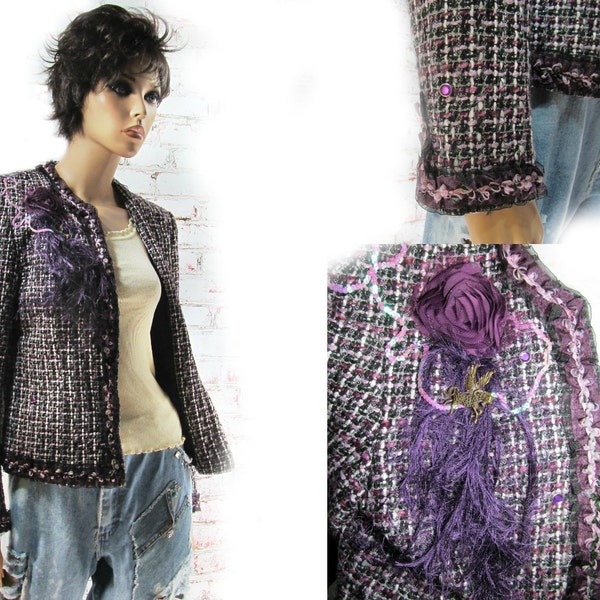 Mori Girl jacket , purple jacket , Fashion jacket, women's  blazer, feminine clothing,  one of a kind jacket,  Size P/L ,#  11