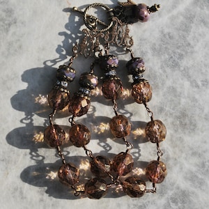 Rosary Bracelet Czech Crystal Copper Luster Beaded Bracelet Hand Wrapped Wire Bracelet Charm Bracelet Double Strand Bracelet