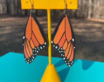 Butterfly Wings lightweight handpainted Earrings Oranges Monarch set B