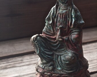 Vintage Bronze Goddess Kwan Yin Statue / Guan Yin Figurine / Bronze Kuan Yin Statue / Mercy / Buddhist / Buddhism