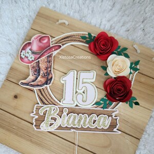 Western Birthday Cake Topper: Cowgirl Party Decoration, Western Quinceanera