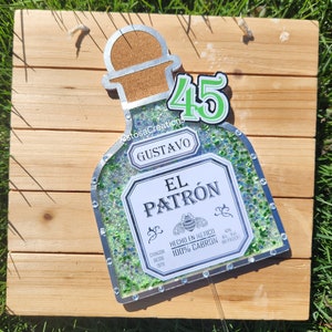 Tequila Cake Topper, El Patron Cake Topper, La Patrona bottle, Birthday Cake Topper, Party Supplies