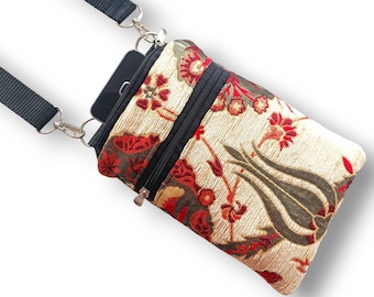 Handmade Floral iPhone Crossbody Bag: Padded Phone Sleeve Purse iPhone 17 Pro Max