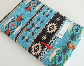 13 Southwestern Kilim MacBook Case: Bohemian Blue Laptop Sleeve