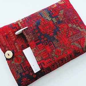 Red Kilim MacBook Pro Case: Tribal Bohemian Laptop Sleeve