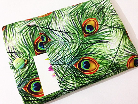 Peacock Print Laptop Case: Chenille & Cotton 15 MacBook Pro Cover