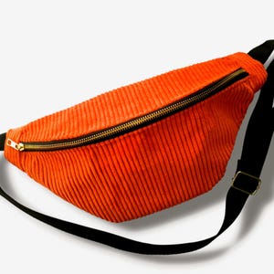 Burnt Orange Corduroy Fanny Pack: Vintage Crossbody Belt Bag
