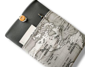 Vintage Map 13 Laptop Sleeve: Padded Travel Case for MacBook, Surface Pro