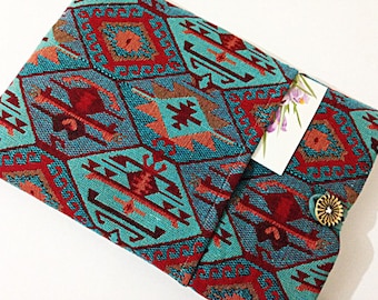 Geometric Kilim MacBook Sleeve: Chenille Cotton Laptop Case