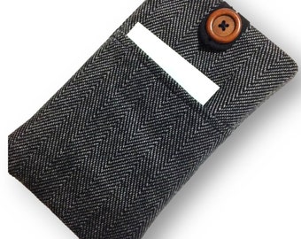 Herringbone iPhone 14 Sleeve, iPhone 11 / 12 / 13 / 14 / XS Pro, Crossbady bag, iPhone 15 Max Plus, Custom Size, Padded Phone Cover Case.