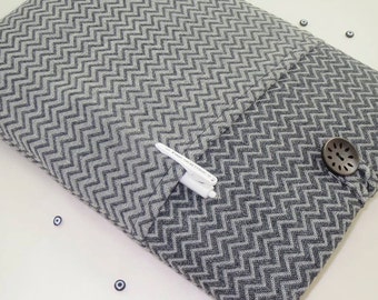 Gray Herringbone 16” MacBook Pro Case, New MacBook Air 15 inch, 15.6 MacBook Pro Case, MacBook Sleeve, 15" Ultrabooks Custom Size