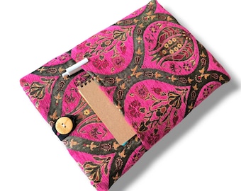 Pink Floral Laptop Sleeve: Chenille & Cotton MacBook Pro/Air Bag